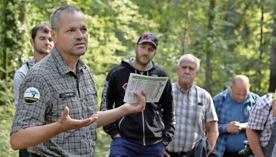 Förster Paul Koch ist ziemlich ratlos, wie er das Borkenkäferproblem in seinem Revier in den Griff bekommen soll. Bild: Thomas Güntert