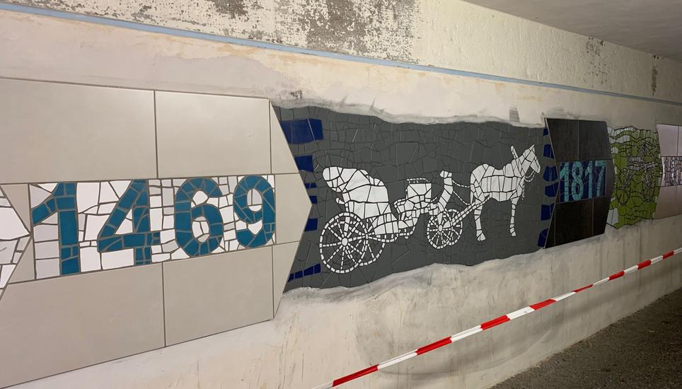 So sieht das neue Kunstwerk in der Bahnhofsunterführung aus. Bilder: Radio Munot