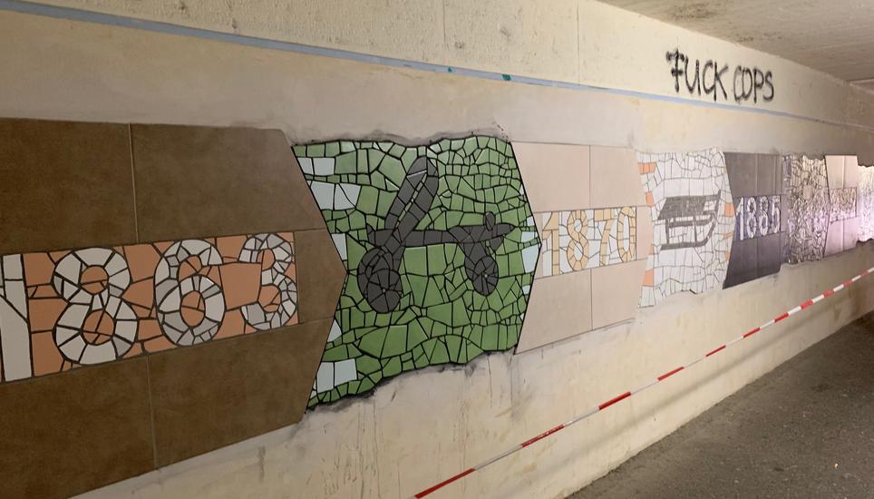 So sieht das neue Kunstwerk in der Bahnhofsunterführung aus. Bilder: Radio Munot