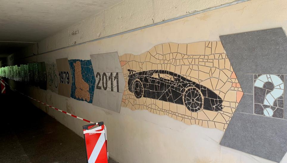 So sieht das neue Kunstwerk in der Bahnhofsunterführung aus. Bilder: Radio Munot