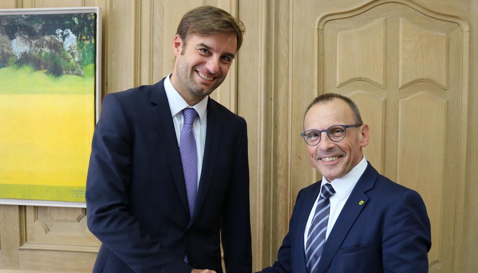 Landrat Zeno Danner trifft Regierungspräsident Ernst Landolt in der Kantonsverwaltung Schaffhausen. Foto: Landratsamt Konstanz