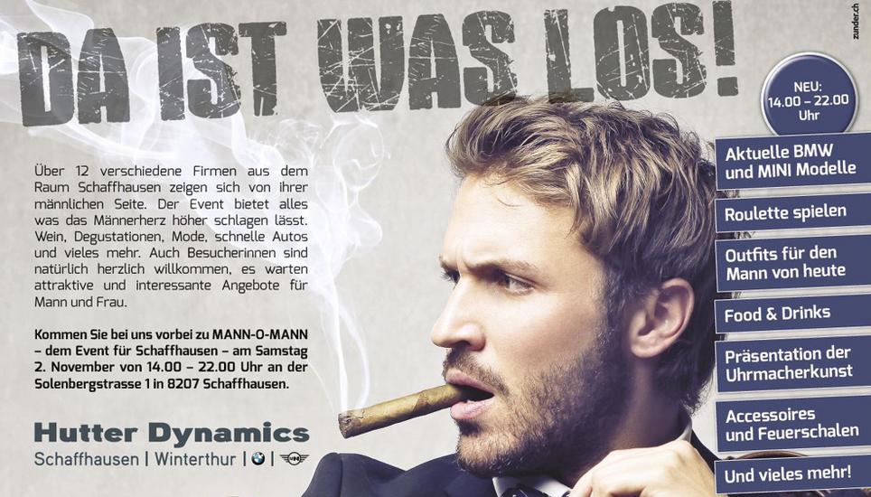 Mann o Mann – Der Event für Männer findet am Samstag, 2. November 2019 zum dritten Mal statt.