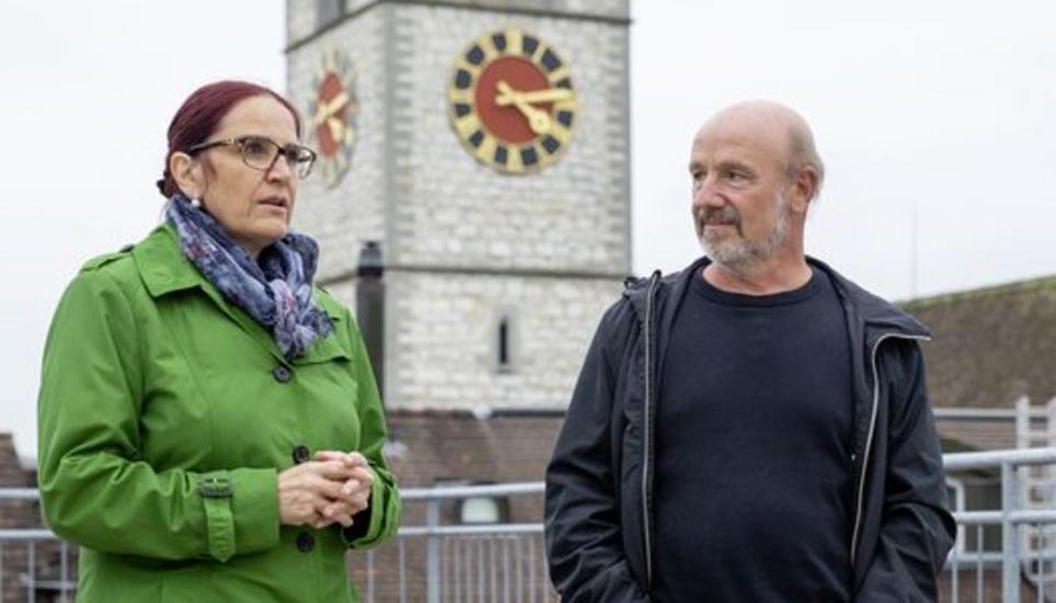 Iris Oehninger, Fachfrau Spitalexterne Onkologiepflege, und der Seelsorger Ingo Bäcker. Bild: Roberta Fele