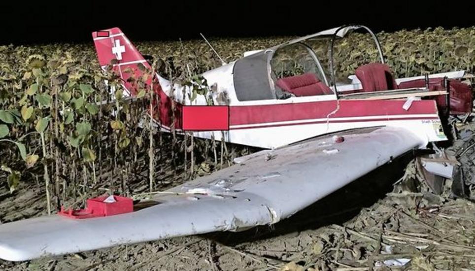 Das Unfallflugzeug, das 2016 beim Flugplatz Schmerlat abstürzte. Bild: Schaffhauser Polizei