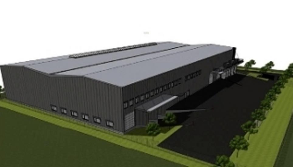 So soll die Pharma-Logistikhalle in Herblingen aussehen. Visualisierung: zvg