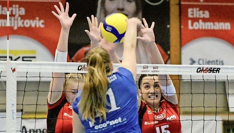 Gegen Sarah van Rooij tat sich der Kanti-Block im Heimspiel gegen Cheseaux ziemlich schwer. Bild: R. Standke