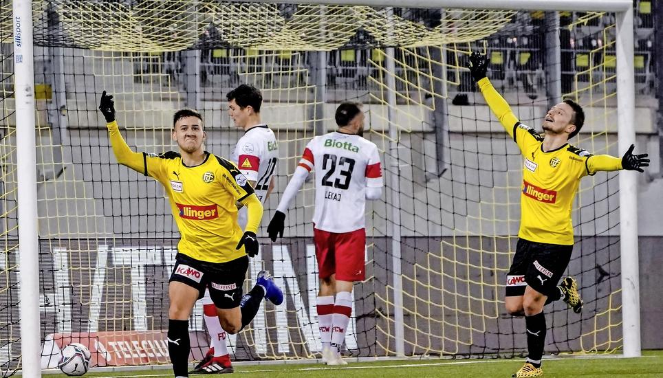 Die Entscheidung: FCS-Flügelspieler Danilo Del Toro (l.) feiert seinen tollen Treffer gegen den FC Winterthur Bild: R. Albrecht