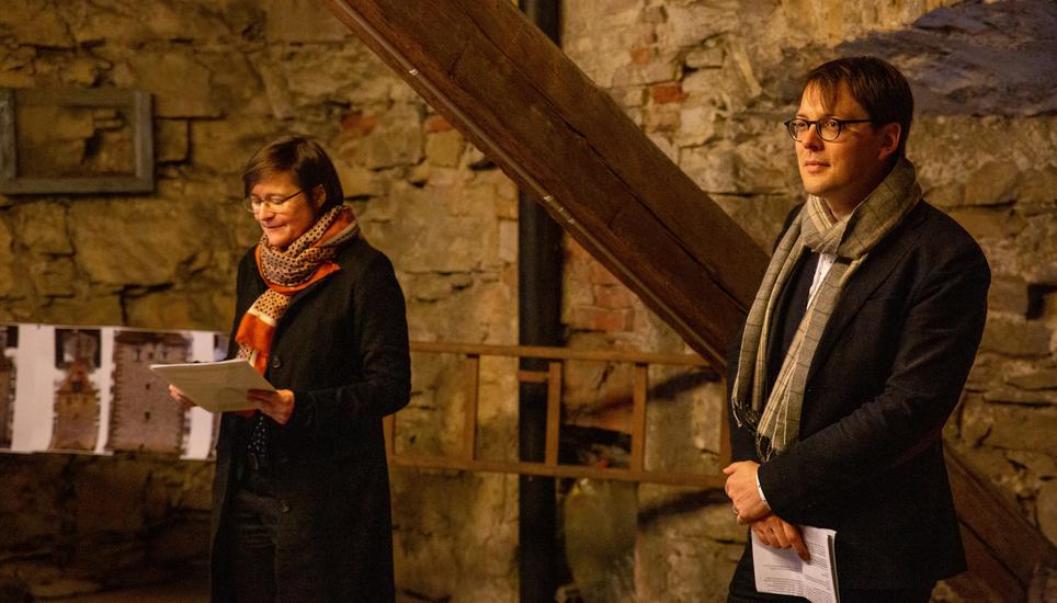 Die Schaffhauser Baureferentin Katrin Bernath und der Denkmalpfleger Lukas Wallimann.