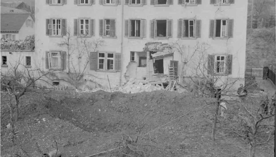 Neuhausen nach dem Angriff. Bild: Stadtarchiv