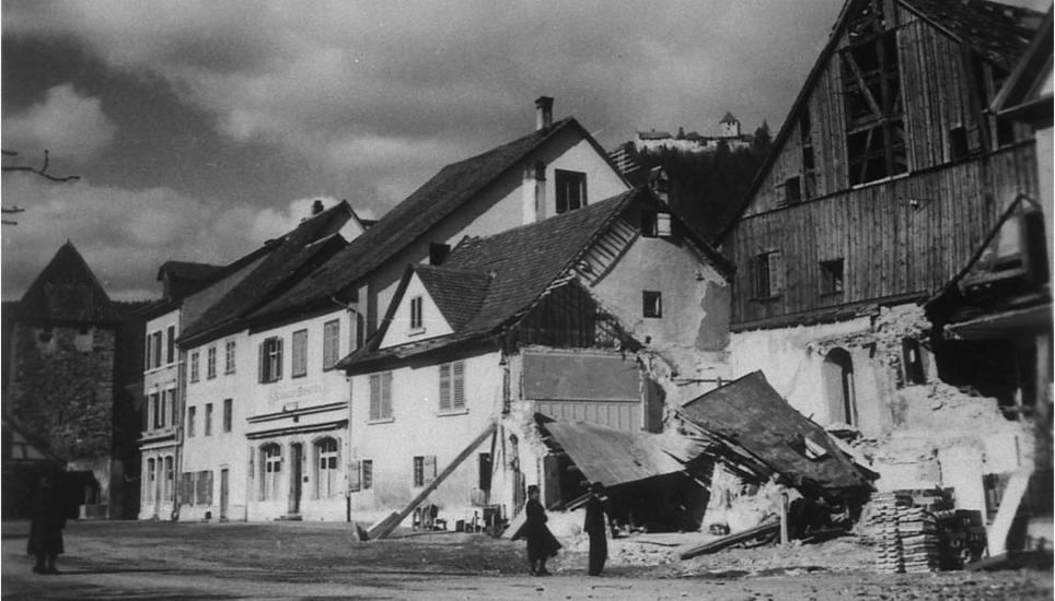 Stein am Rhein nach dem Bombenangriff. Bild: zvg