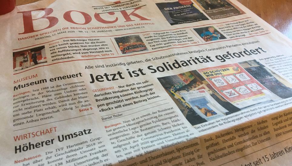 Von nun an reduziert auf eine A4-Ausgabe: Der «Schaffhauser Bock». Bild: OPP