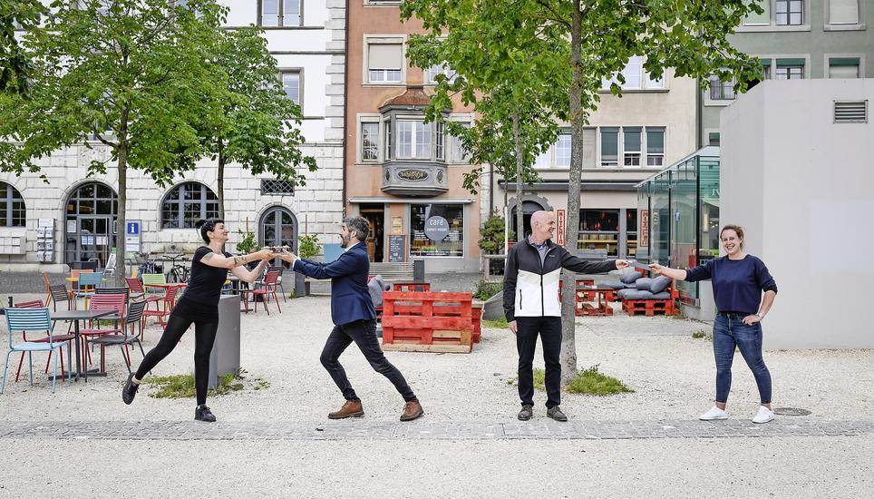 Danksagung an den Stadtrat auf dem Herrenacker-Boulevard. Bild: Melanie Duchene