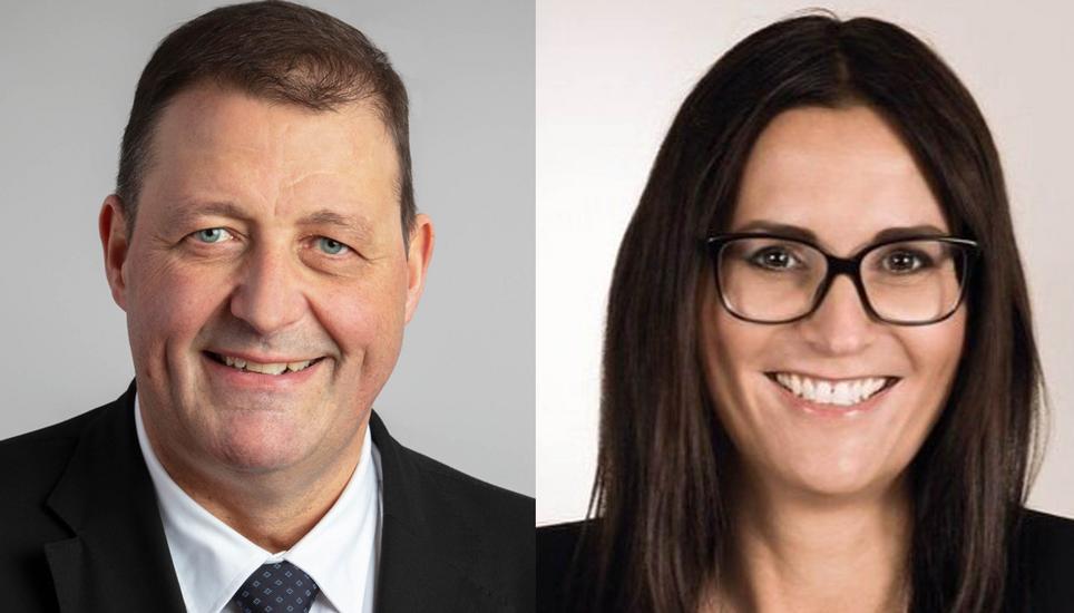 Die beiden Kandidaten für das Gemeindepräsidium von Thayngen: Marcel Fringer (FDP) und Andrea Müller (SVP). Bilder: zvg