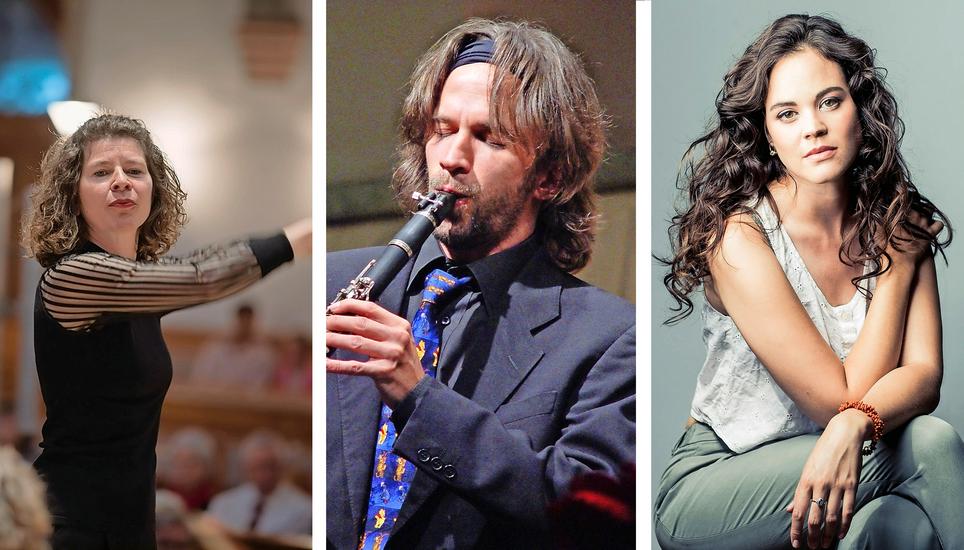 Normalität soll auch im Klassikbereich einkehren – in der kommenden Konzertsaison treten bei Schaffhausen Klassik unter anderem die Dirigentin Annedore Neufeld, der Klarinettist Dimitri Ashkenazi und die gefeierte Schweizer Sopranistin Regula Mühlemann auf (v. l.). Bilder: PD