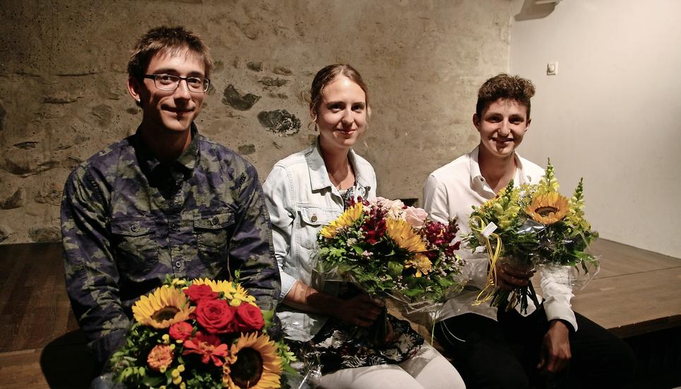 Die drei Rangkandidaten der Gärtnerberufe: Tobias Betschart, Stefanie Hug und Lars Schlegel (v. l.). Bild: Wolfgang Schreiber