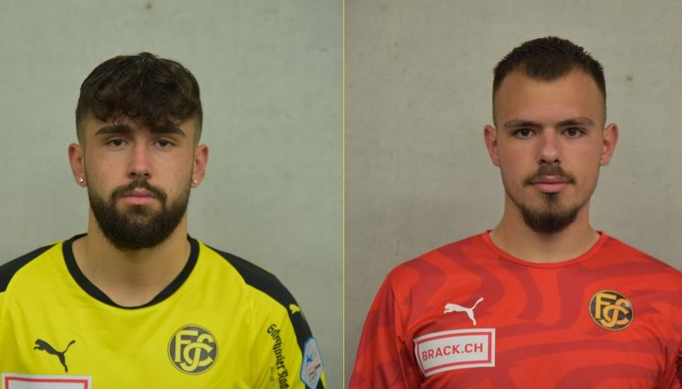 Drilon Kastrati (links) und Luka Deronjic verstärken auf die neue Saison hin die erste Mannschaft des FC Schaffhausen. Bild: zVg