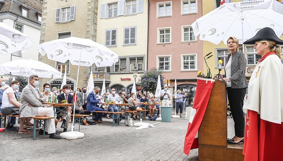 Gegenstand der Rede waren unter anderem die Begrenzungs- und Konzerninitiative. Bild: Melanie Duchene