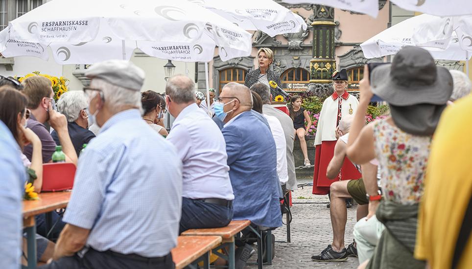 Die Bundesrätin schaute zurück auf das Jahr 1918: Das Jahr der Spanischen Grippe. Bild: Melanie Duchene
