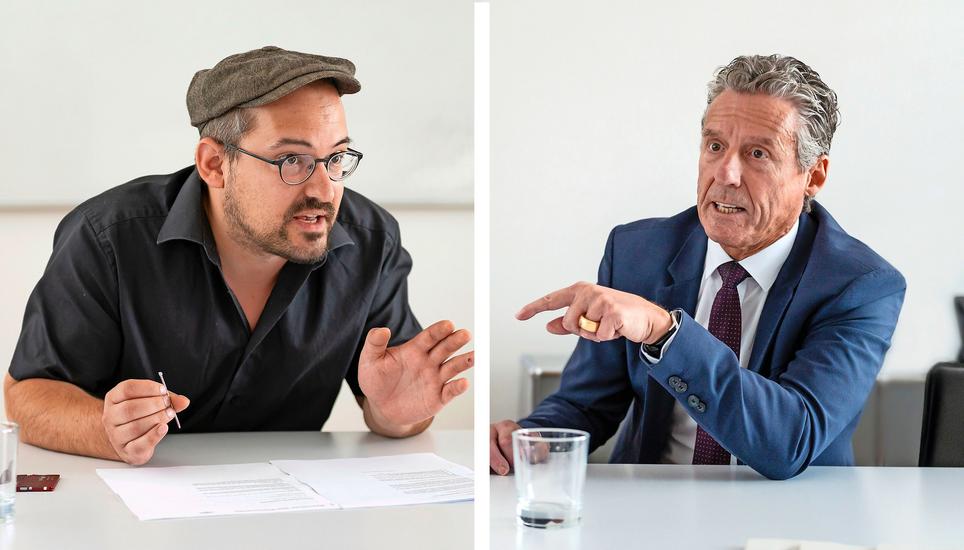 «Die bürgerliche Seite hat sich einfach quergestellt»: Matthias Frick (AL) (links). «Das ist Quatsch», sagt Christian Heydecker (FDP). Bilder: Selwyn Hoffmann