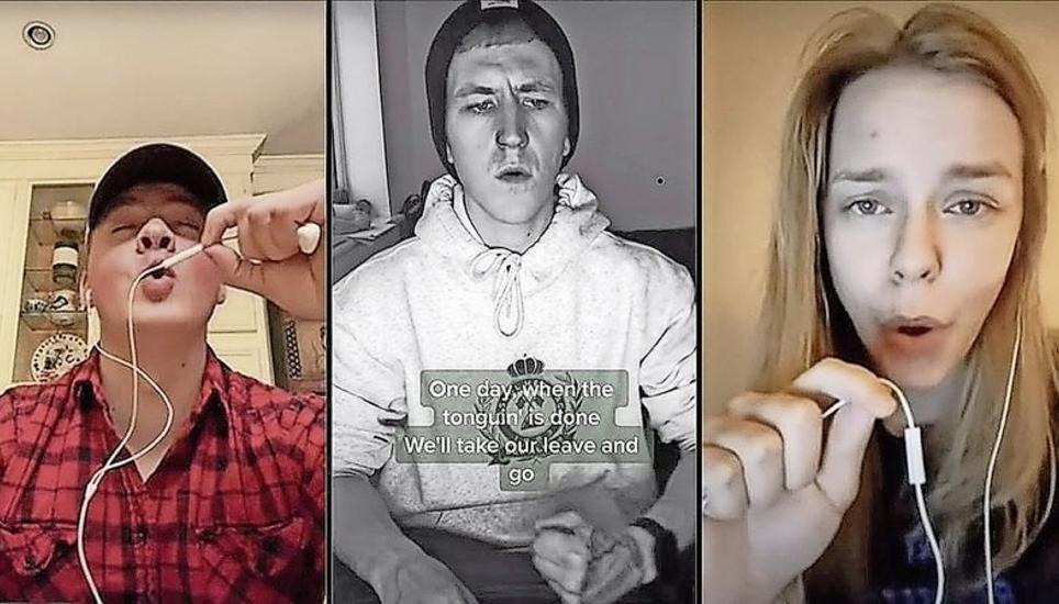 Nathan Evans (Mitte) postete das Video vom «Wellerman». Bald stimmten ein Bass (links) und eine Oberstimme ein. Bild: TikTok