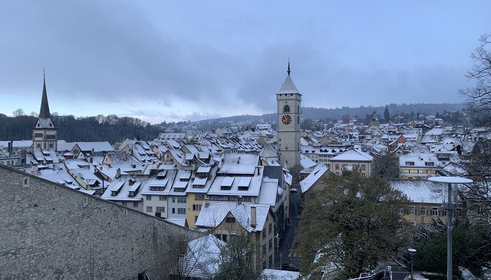 Ganz schön winterlich siehts auch von der Munot-Perspektive aus. Bild: Dario Muffler