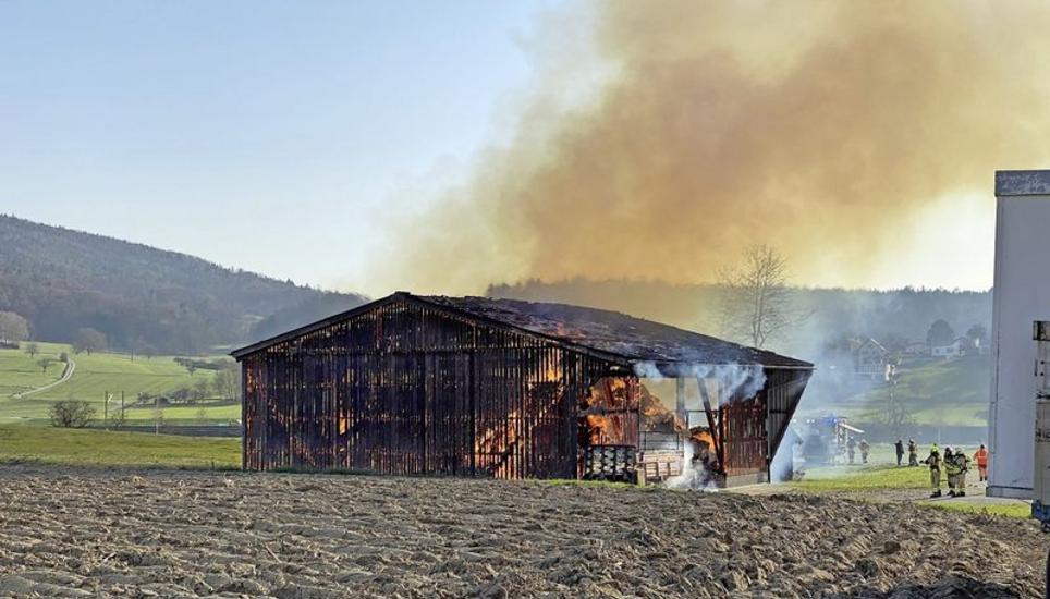 Im März 2020 brannte diese Scheune in Neunkirch komplett nieder, trotz Grosseinsatz der Feuerwehr. Bild: zVg