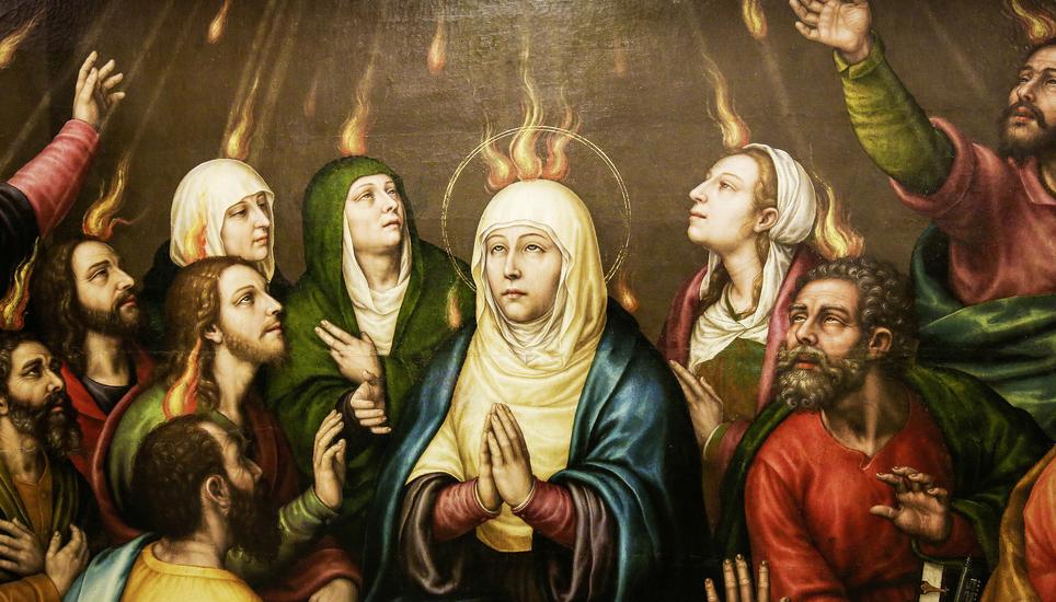 Maria und die Apostel an Pfingsten, in der Kirche von Valencia, Spanien. Bild: 123RF