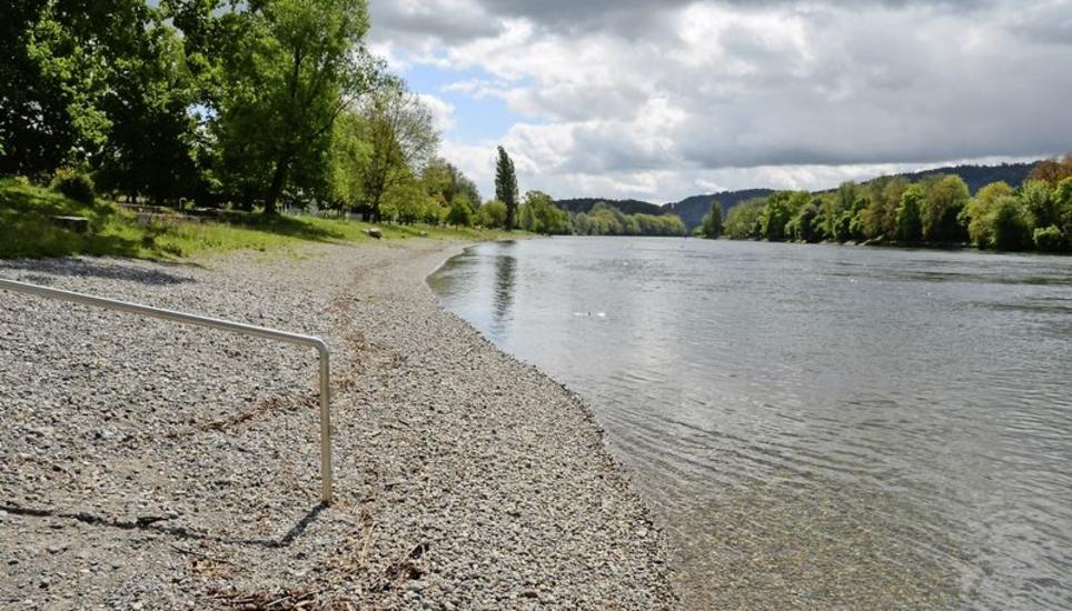 Am Rheinuferpark Gailingen wurde eine erhöhte Konzentration an Kolibakterien festgestellt und daraufhin ein Badeverbot erlassen. Bild: Thomas Martens