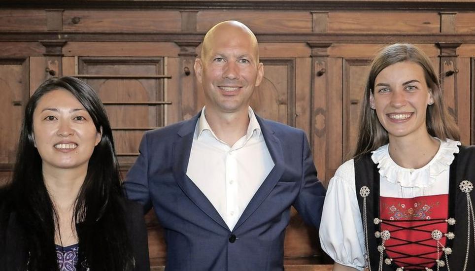 Kiyomi Higaki, Michael Dinner und Lisa Stoll (v. l.) nach dem Auftritt. Bild: Rolf Hauser