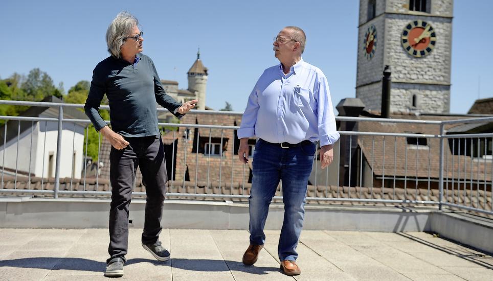 Roland Müller (Grüne) und Herbert Hirsiger (SVP). Bild: Selwyn Hoffmann