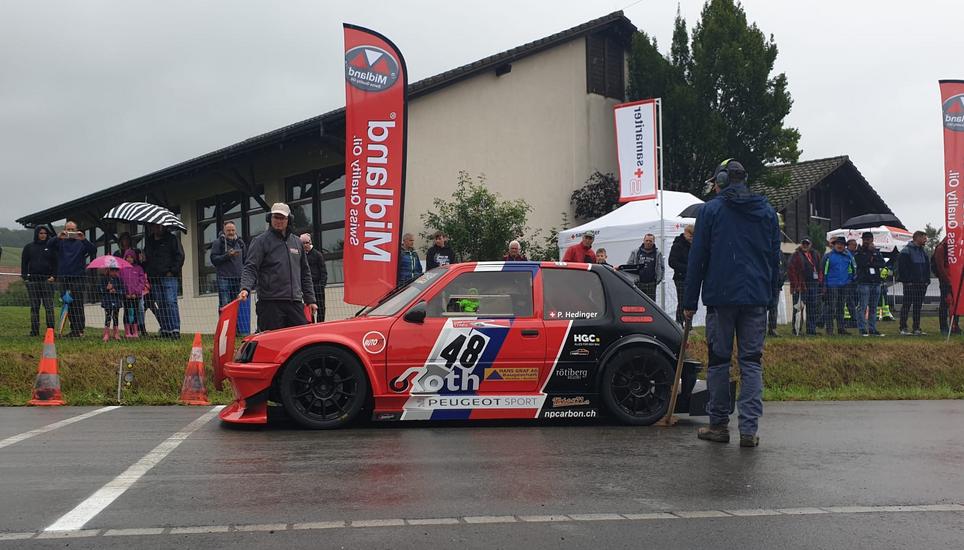 Mit seinem Peugeot 205 GTi mit der Startnummer 48 bestreitet Patrick Hedinger aus Wilchingen das Rennen. Bild: Larissa Maruna