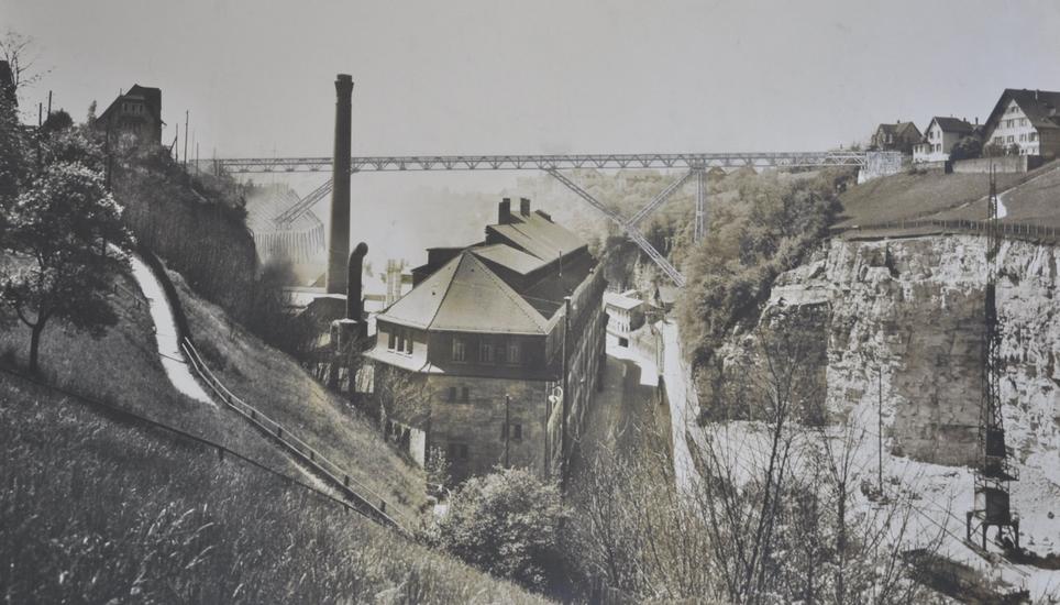 Bereits 1933 stellte der Schaffhauser Ingenieur Adolf Eggenschwyler einen Entwurf für eine Brücke über das Mühlental vor - umgesetzt wurde sie nie. Bild: Stadtarchiv Schaffhausen