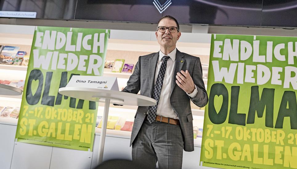 «Haben Sie Bock auf Schaffhausen?», fragte Regierungsrat Dino Tamagni am Donnerstag an der Olma-Medienkonferenz in die Menge. Bild: Roberta Fele