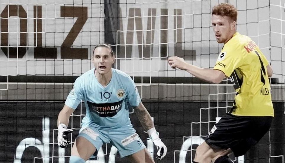Rückhalt: FCS-Keeper Francesco Ruberto (l.) gibt der Abwehr um Verteidiger Serge Müller die nötige Sicherheit. Bild: alb