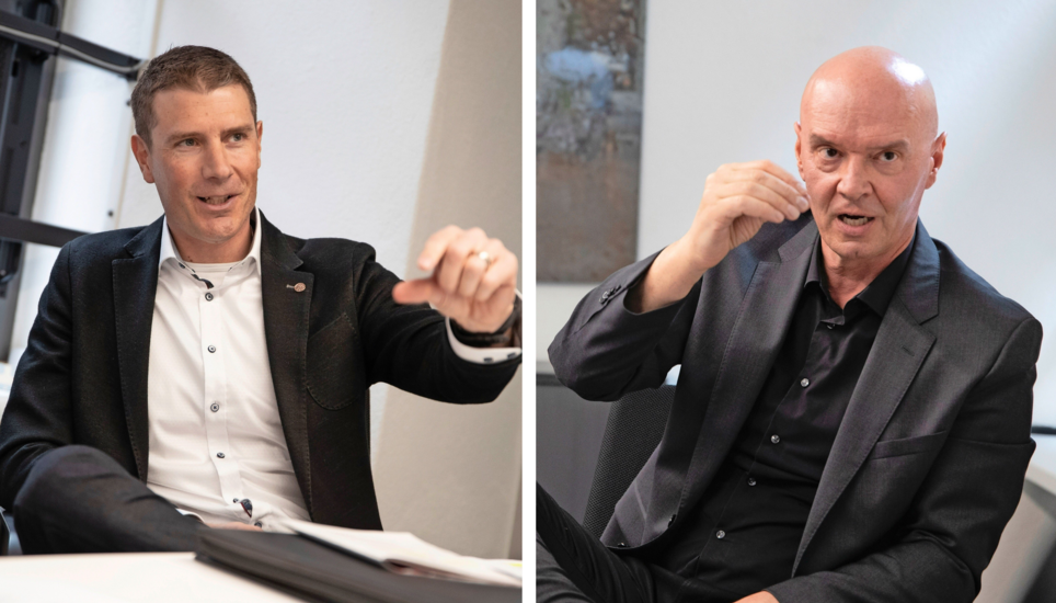 Michael Trachsel (r.) ist gegen das Covid-19-Gesetz. Urs Tanner ist dafür. Bilder: Roberta Fele