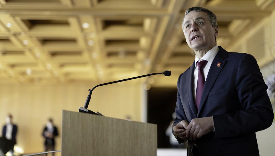 Bundespräsident Ignazio Cassis spricht zum 50-Jahr-Jubiläum der Internationalen Bodenseekonferenz. Bild: Key