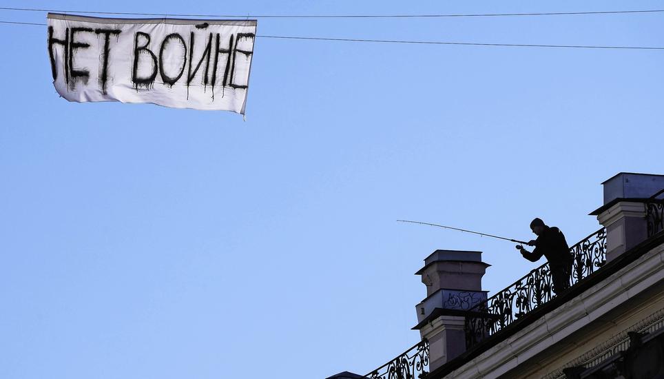 Njet vojne – übersetzt «Nein zum Krieg». Bild: Key
