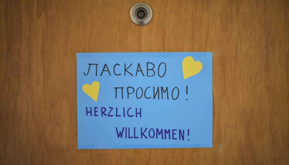 Ein Willkommensgruss für die Gäste aus der Ukraine