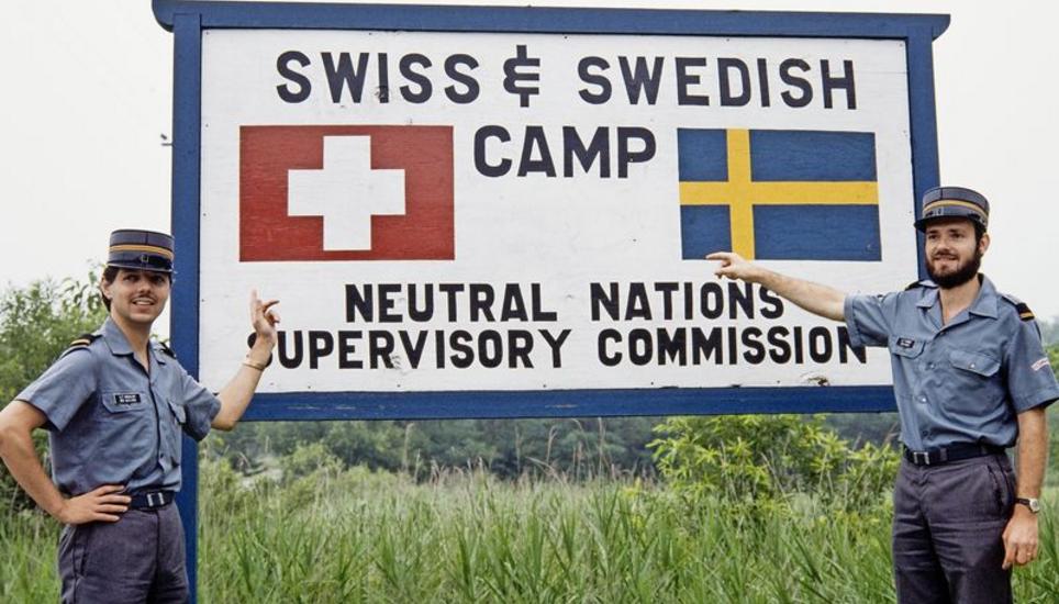 Seit 1953 sind Schweizer und Schwedische Offiziere als neutrale Beobachter an der Grenze zwischen Nord- und Südkorea stationiert. (Bild vom 19. Juli 1983) Bild: Key