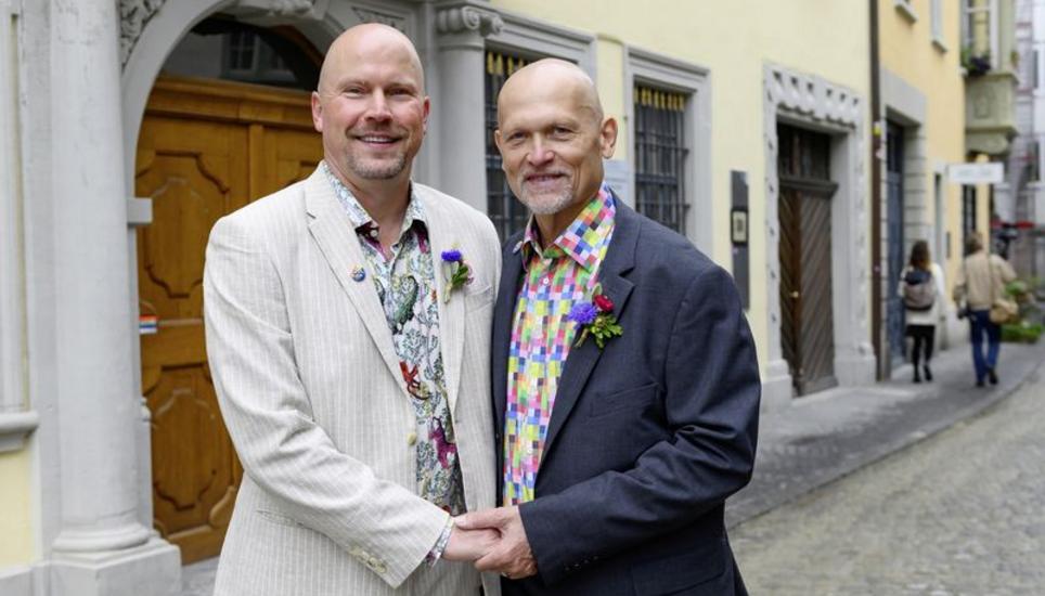 Alois Carnier (l.) und Peter Leu gaben sich gestern das Ja-Wort. BILD SELWYN HOFFMANN