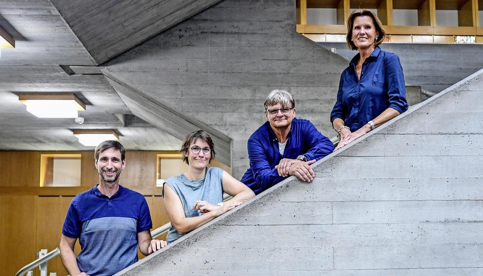 Gilbert Zosso, Patrizia Trüllinger, Hanspeter Walder, Rita Hedinger (von links) und Marko Ristic (nicht im Bild) sind verantwortlich für die kantonale Lehrertagung. Bild: Melanie Duchene