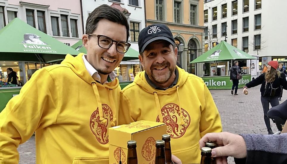 Fronwagplatz, 11.11.: Remo Stäheli (l.), Philippe Brühlmann und «King Ape».