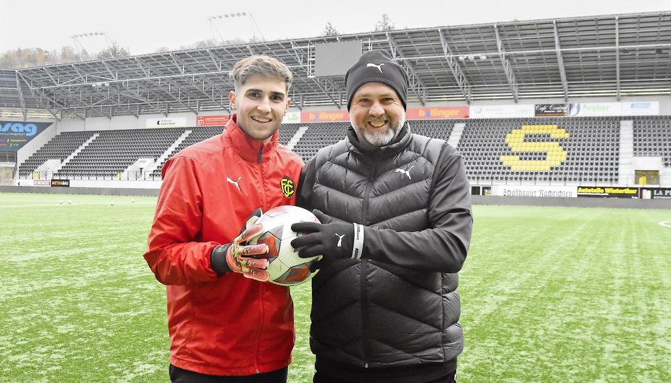 Fit bleiben: U21-Nationalkeeper Amir Saipi (l.) wird derzeit von FCS-Goalietrainer Paolo Cesari getrimmt. Bild: Tobias Erlemann