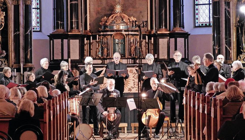 Das Winterthurer Vokalensemble in der Klosterkirche Paradies. Bild: Barbara Binzegger