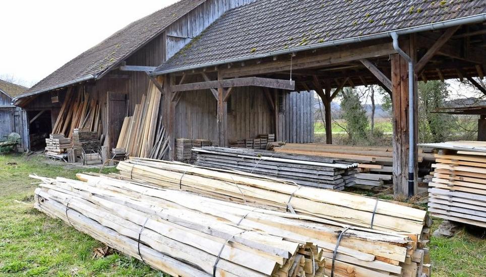 Zahlreiche bereits gesägte Bretter und Latten lagern auf dem Betriebsgelände der Sägerei in Hemishofen und warten auf einen Abnehmer.