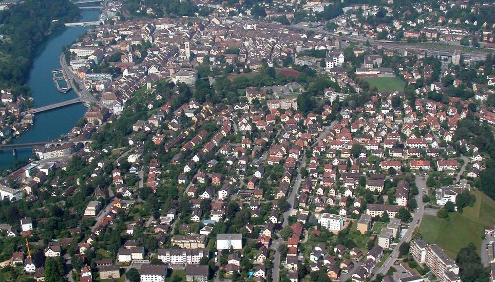 Das Quartier Buchthalen hat neben vielem anderen einen Quartierverein zu bieten, der 2022 erstmals wieder ein Mitgliederwachstum verzeichnen konnte. Luftbild: Daniel Thüler