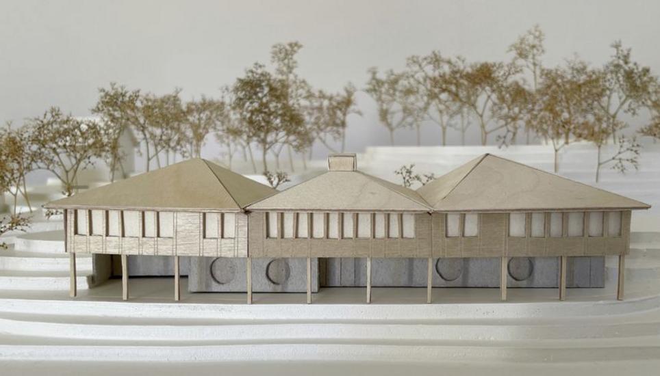Das Vorbild für den neuen Doppelkindergarten Charlottenfels. Das Foto zeigt das Wettbewerbsmodell der Berger Hammann Architekten AG. Bild: zVg