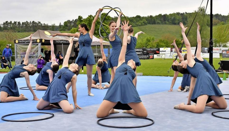 Die Turnerinnen des Gymnastikzentrums Schaffhausen demonstrierten ihr Potenzial und freuten sich über den resultierenden dritten Rang. Bilder: Christoph Merki