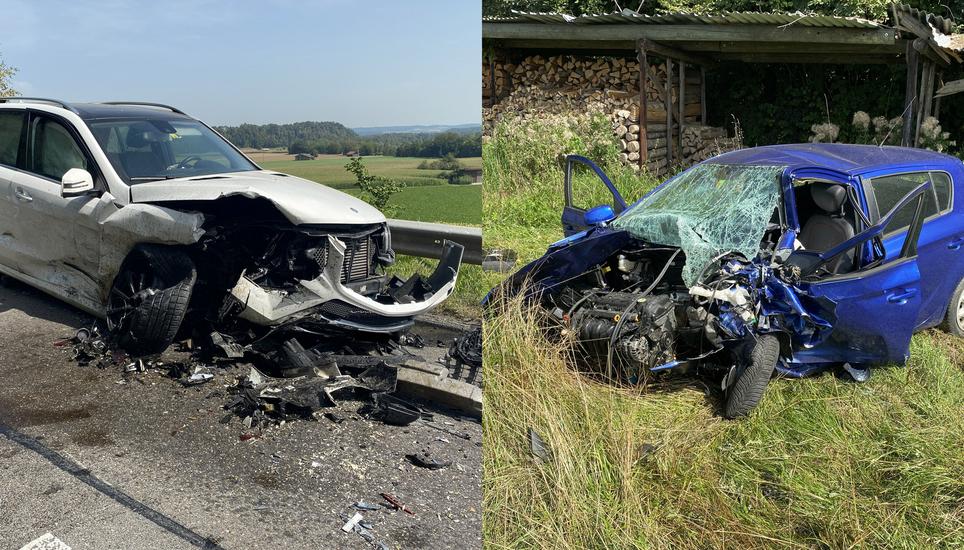 Beide Autos waren danach nur noch schrottreif. Bilder: SHPol