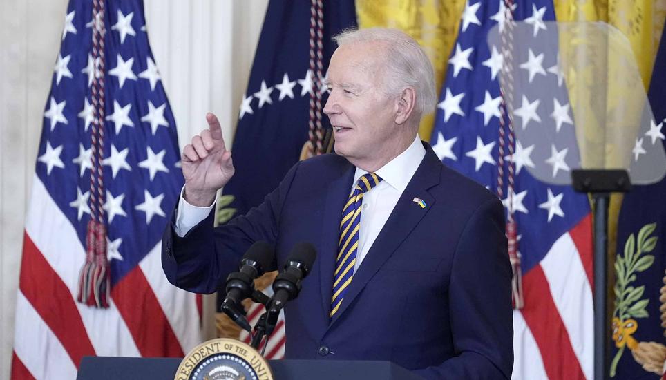 President Joe Biden speaks during a Black History Month reception in the East Room of the White House in Washington, Tuesday, Feb. 6, 2024. (AP Photo/Andrew Harnik).Joe Biden